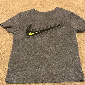 Nike Kids Heather Gray Tee with Black and Yellow Swoosh